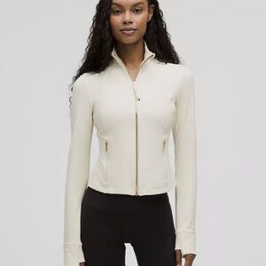 Lululemon Define Cropped Luon Jacket Sparkle Size 12 Bone/Gold Zip